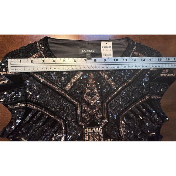 Express Sequined  With Velvet Bling Geometric Dress. Stunning, Perfect,  Holiday - Picture 10 of 16
